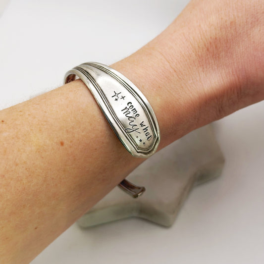 Come What May, Clinton 1919, Antique Cuff Bracelet, Vintage Spoon Handle, Iced Tea Spoon Bracelet Bracelets callistafaye