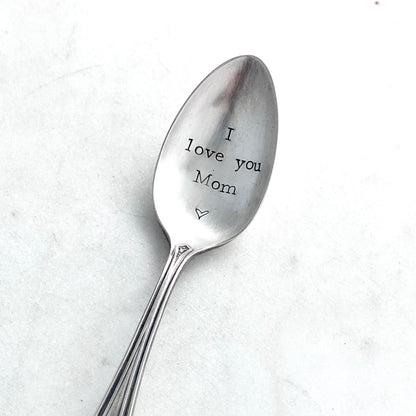 I Love You Mom, Hand Stamped Vintage Spoon Spoons callistafaye   