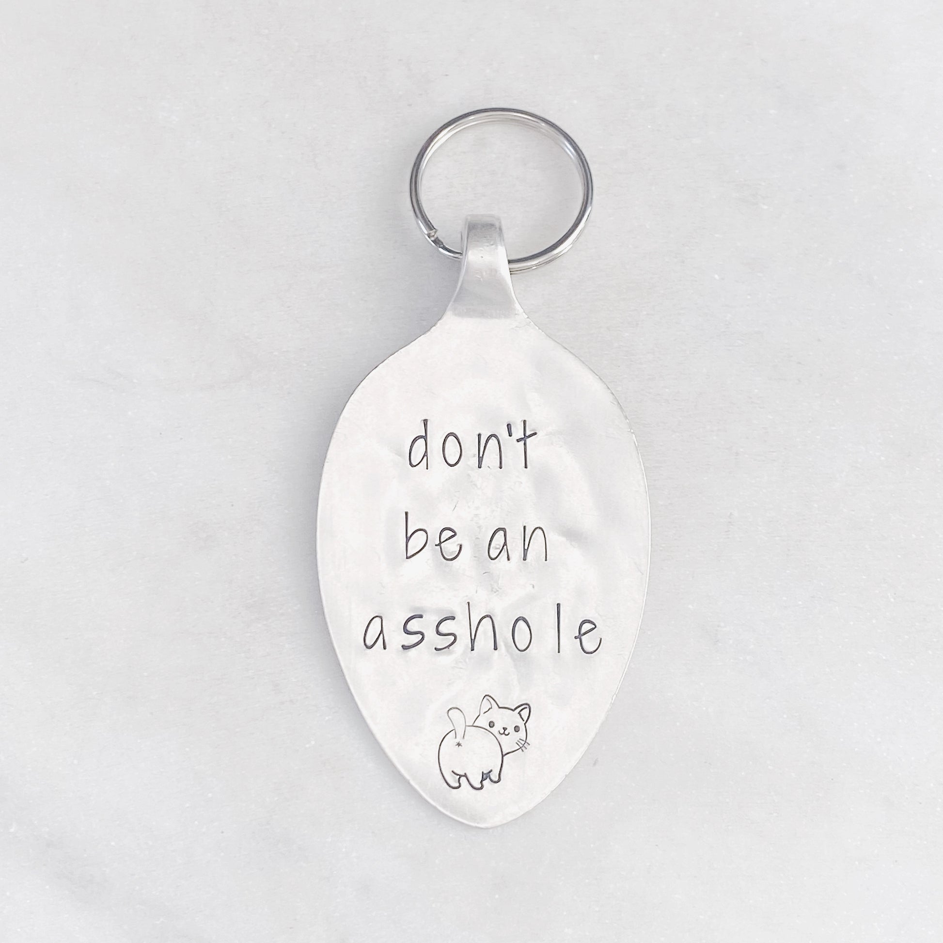 Don't Be an A**hole, Hand Stamped Vintage Spoon Keychain Keychains callistafaye   