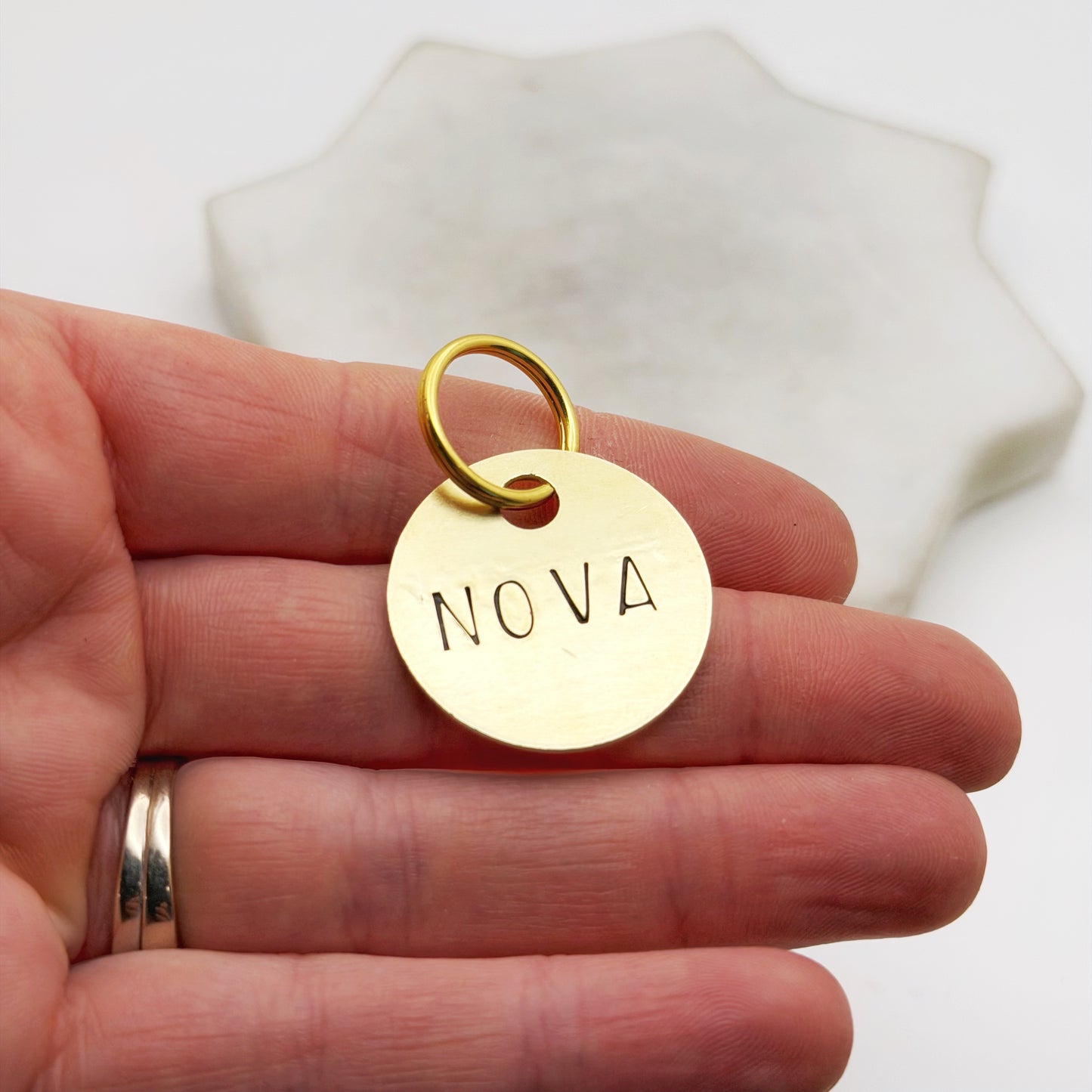 Custom Dog Tag, Personalized Cat ID, Hand Stamped Brass Pet Name Tag Keychain Keychains callistafaye