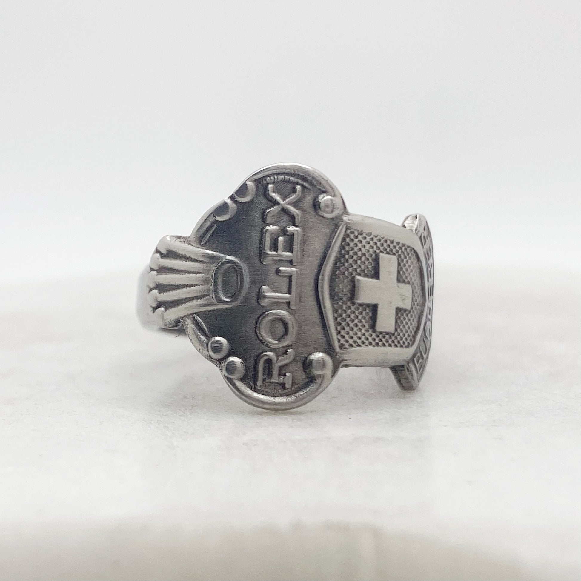 Rolex Spoon Ring, Custom Size, Swiss Cross, Lucerne, RARE Vintage Souvenir Spoon Ring, Stainless Steel Spoon Ring, Reclaimed Collector's Spoon Ring Rings callistafaye