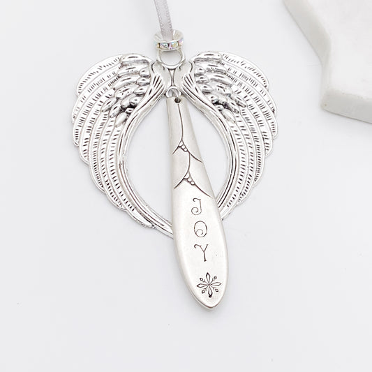 Large Angel Ornament, Joy, Lady Hamilton 1932, Hand Stamped Vintage Spoon Ornament Ornaments callistafaye