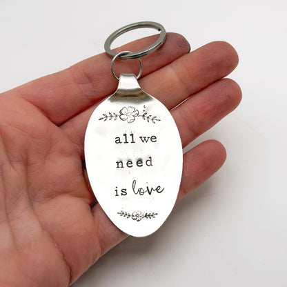 All We Need is Love, Hand Stamped Vintage Spoon Keychain Keychains callistafaye