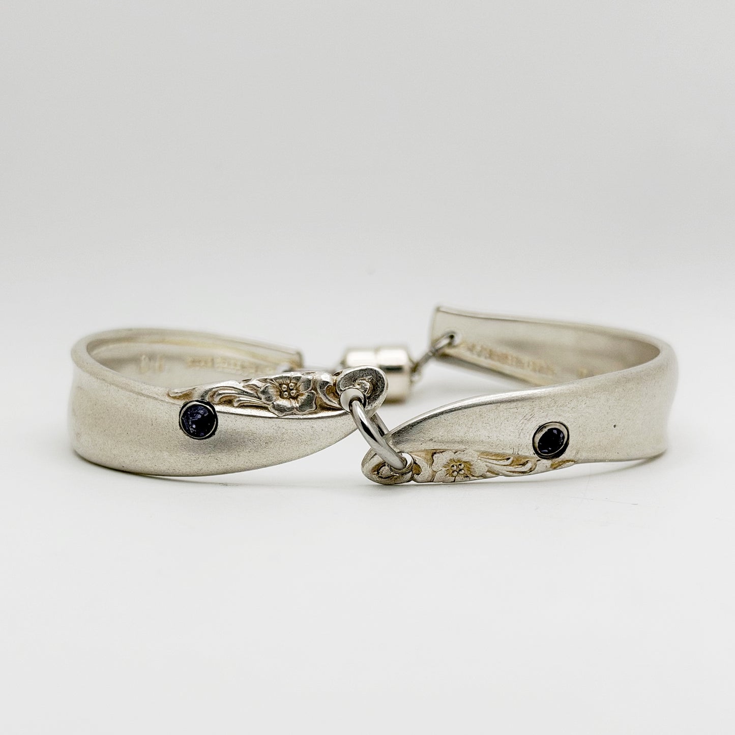 Leilani 1961 with Tanzanite, Two-Part Spoon Bracelet, Vintage Spoon Handle, Vintage Spoon Bracelet with Purple Rivet Bracelets callistafaye