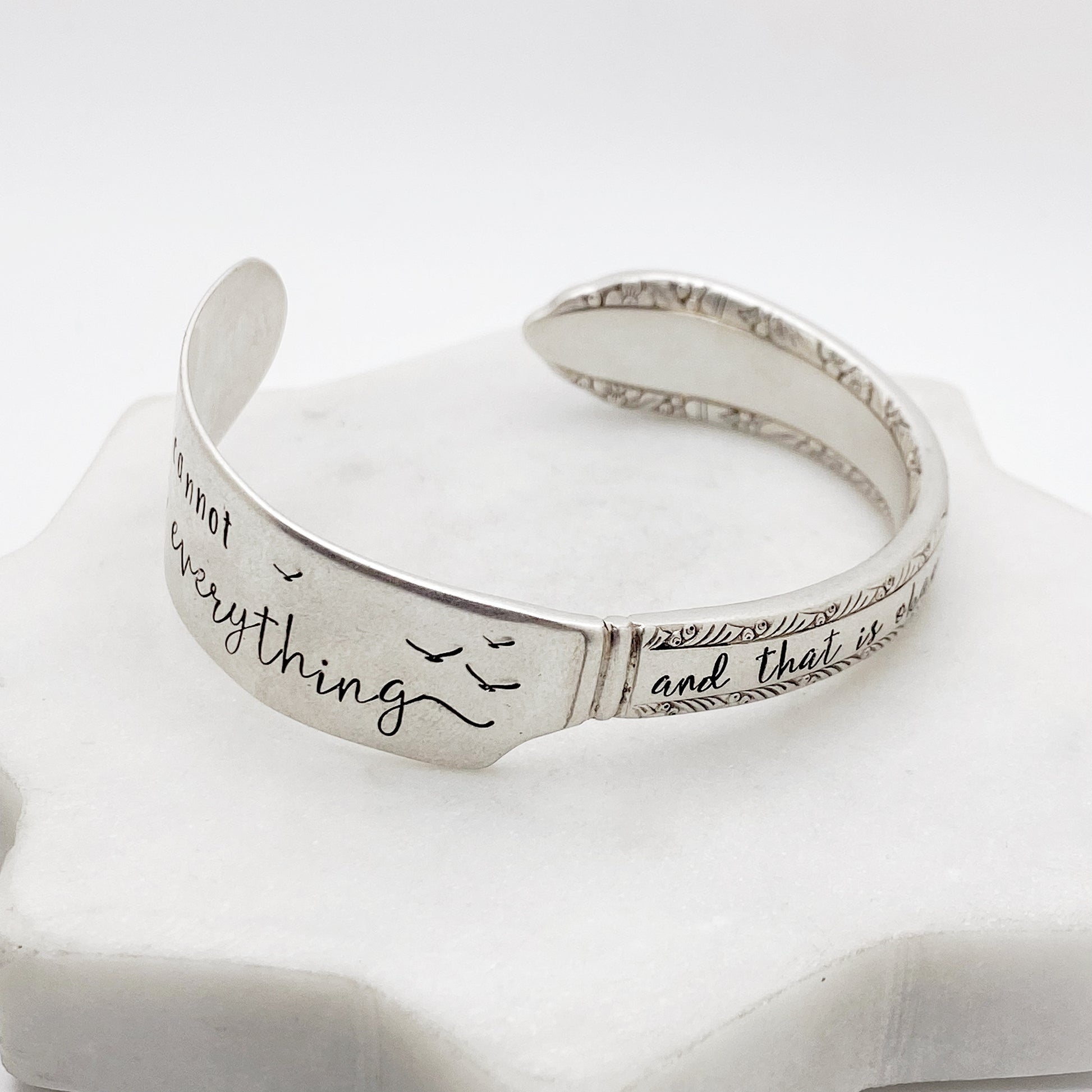 I Cannot Control Everything and That is Okay, Madelon 1935, Cuff Bracelet, Hand Stamped Vintage Spreader Bracelets callistafaye   