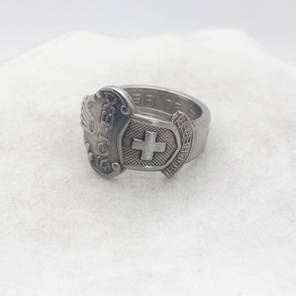 Rolex Spoon Ring, Custom Size, Swiss Cross, Lucerne, RARE Vintage Souvenir Spoon Ring, Stainless Steel Spoon Ring, Reclaimed Collector's Spoon Ring Rings callistafaye