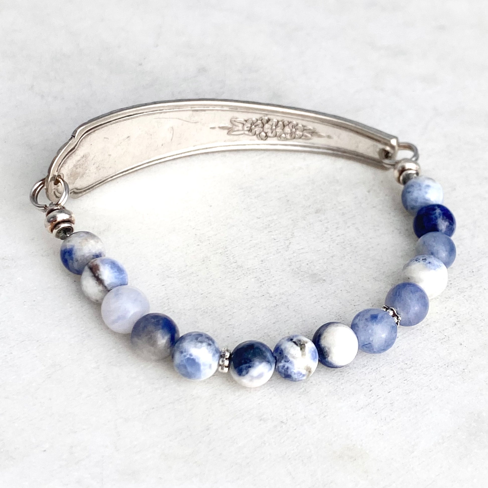 Loved, Wentworth 1938 / Sodalite, Silverware Gemstone Bracelet, Vintage Spoon Handle, Antique Spoon Bracelet Bracelets callistafaye   