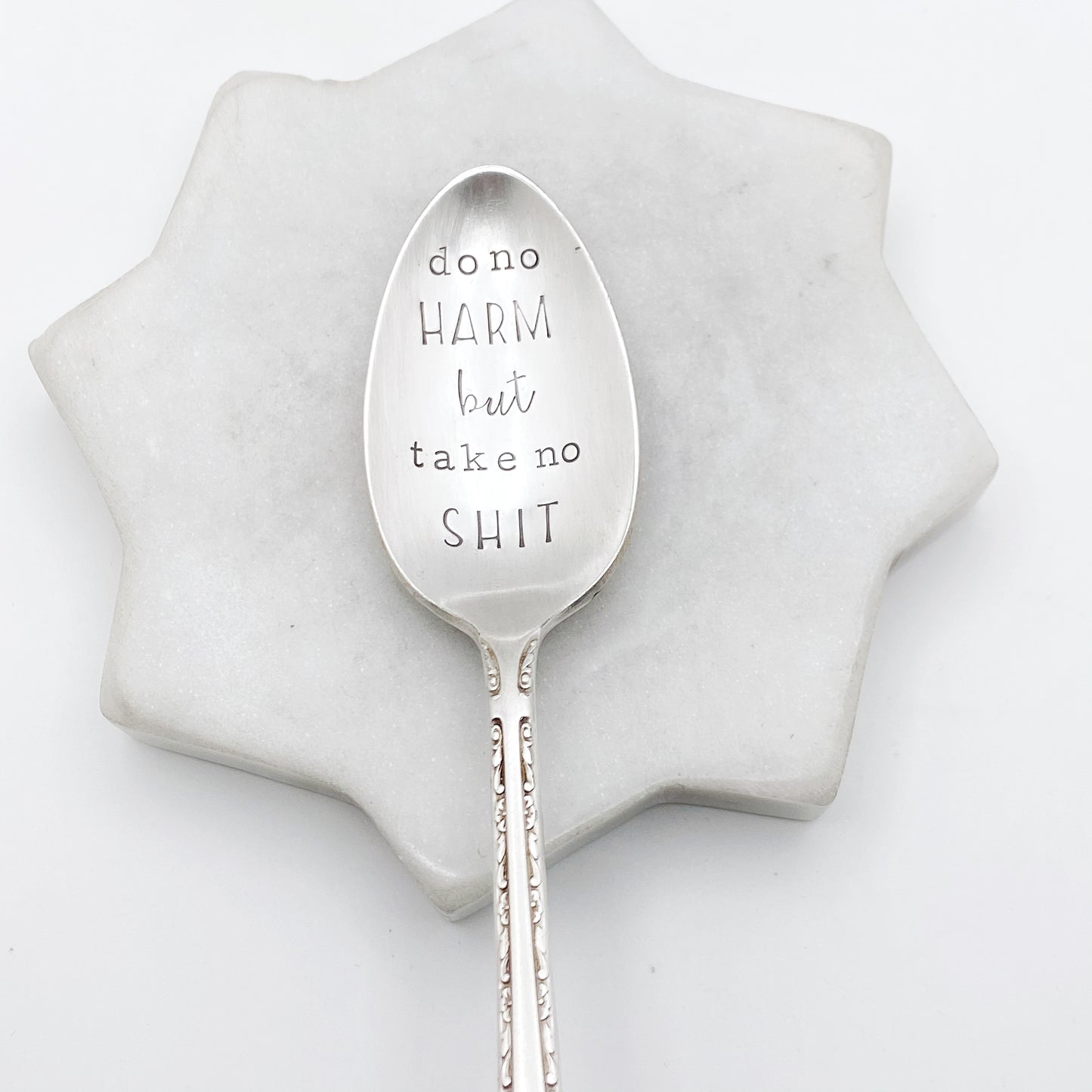 Do No Harm But Take No Shit, Hand Stamped Vintage Spoon Spoons callistafaye