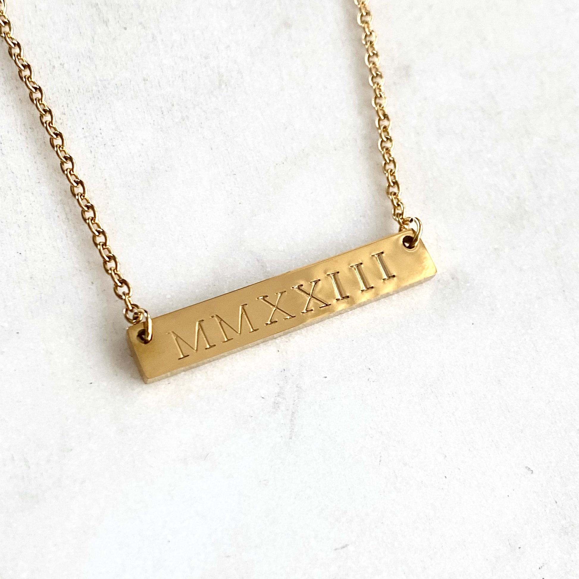 MMXXV, Graduation Gift 2025, Hand Stamped Bar Necklace Necklaces callistafaye