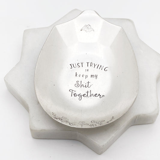 Just Trying to Keep My Shit Together, Ladle Trinket Dish, Vintage Spoon Decor Trinket Dish callistafaye