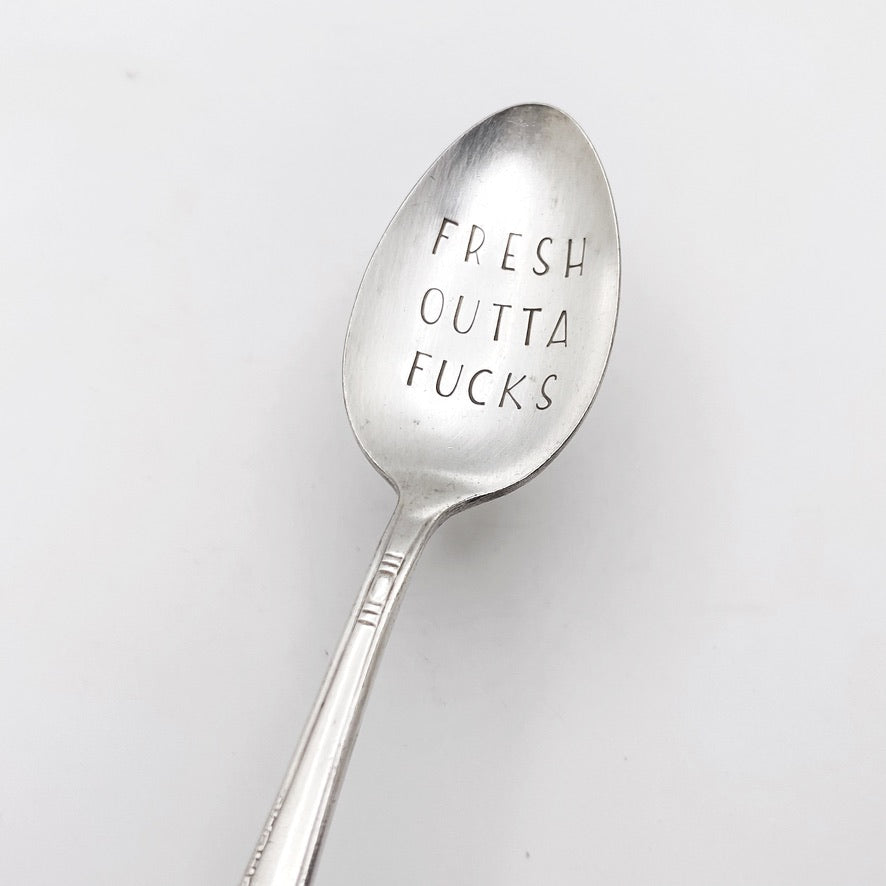 Fresh Outta Fucks, Hand Stamped Vintage Spoon Spoons callistafaye