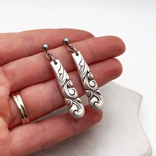 South Seas 1955, Spoon Handle Earrings, Reclaimed Silverware Earrings, Vintage Spoon Jewelry Earrings callistafaye