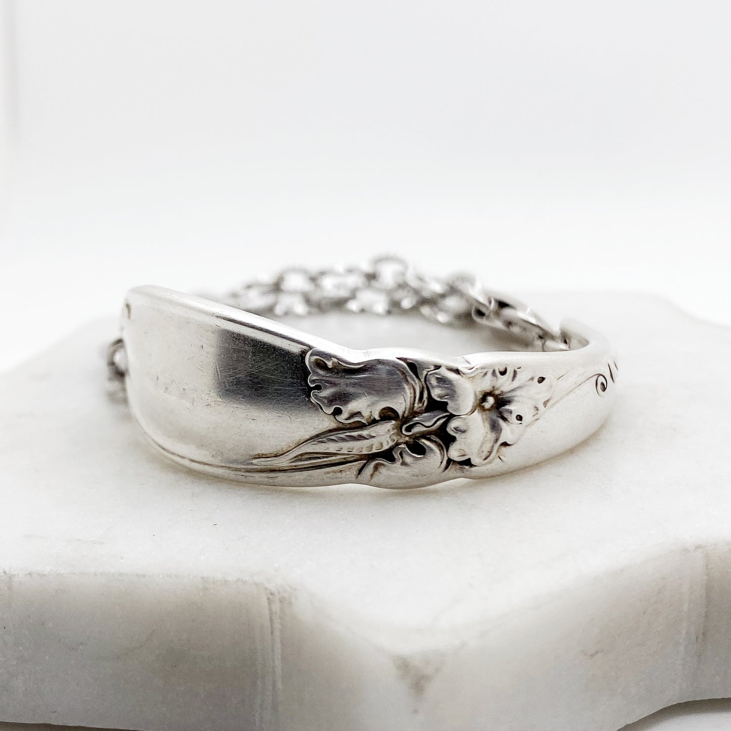 White Orchid 1953, Half Chain Bracelet, Vintage Spoon Handle, Antique Spoon Bracelet Bracelets callistafaye