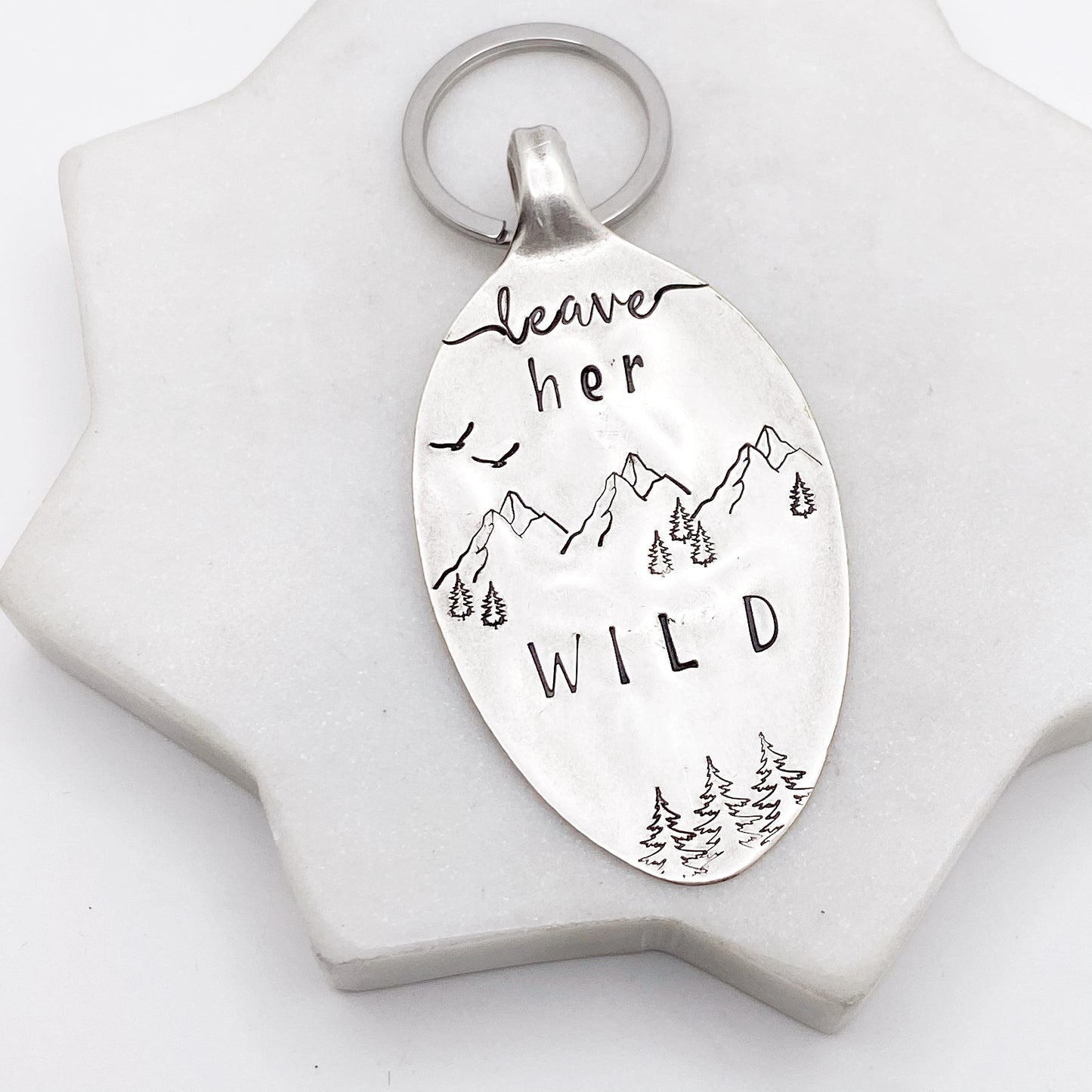 Leave Her Wild, Hand Stamped Vintage Spoon Keychain Keychains callistafaye   