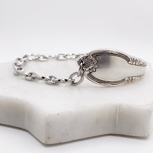 Remembrance 1948, Half Chain Bracelet, Vintage Spoon Handle, Antique Spoon Bracelet Bracelets callistafaye   