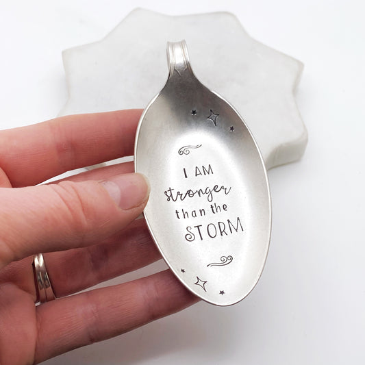 I am Stronger Than the Storm, Trinket Dish, Vintage Spoon Decor Trinket Dish callistafaye   