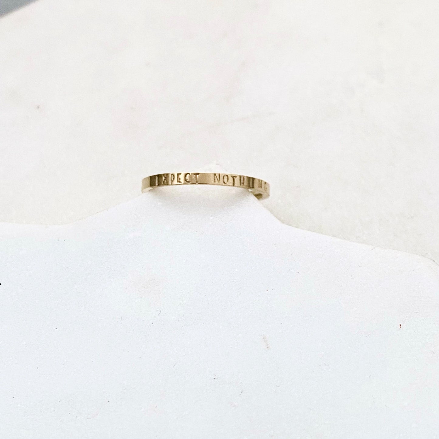 Expect Nothing, Size 9, Gold Mini Stacking Ring, Stainless Steel Jewelry, Minimalist Rings, Waterproof Jewelry, Dainty Ring, Stacking Ring Set Rings callistafaye   