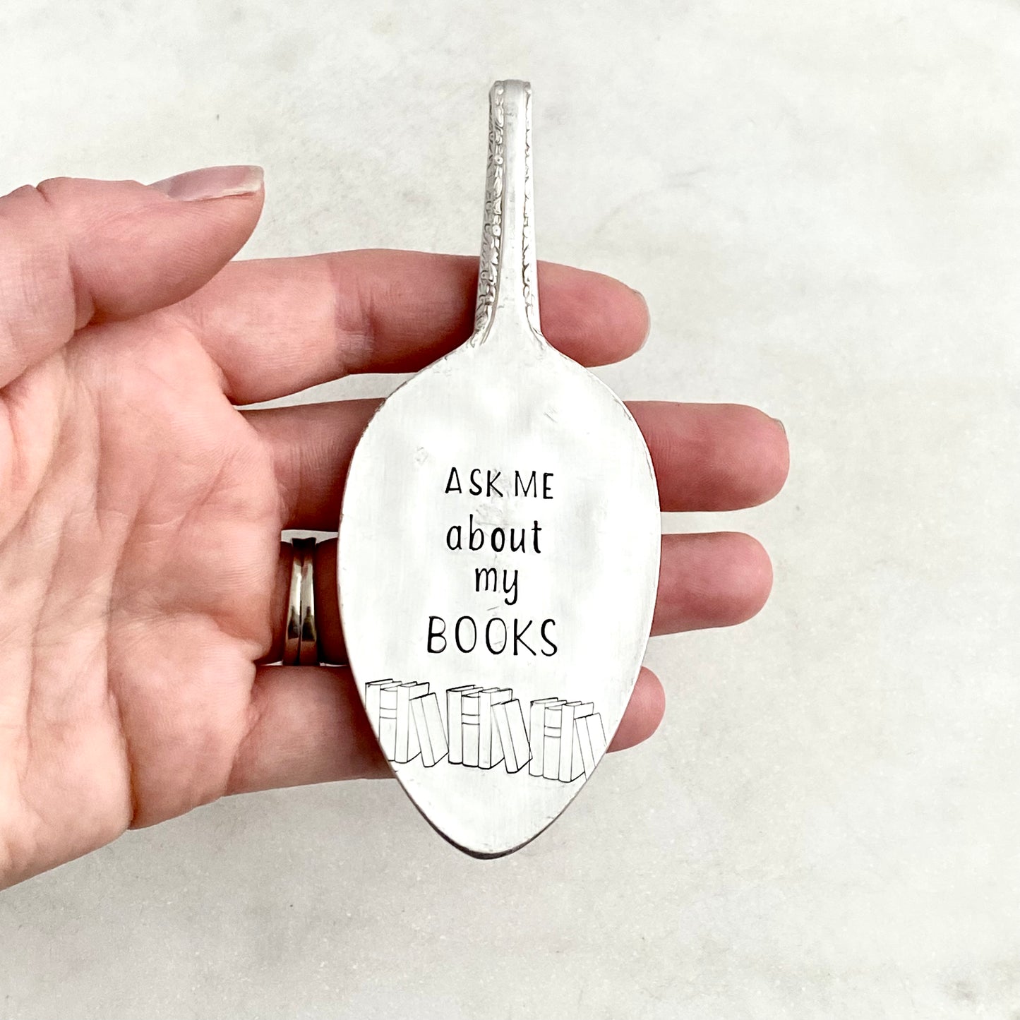 Ask Me About My Books, Vintage Spoon Bookmark Bookmarks callistafaye   