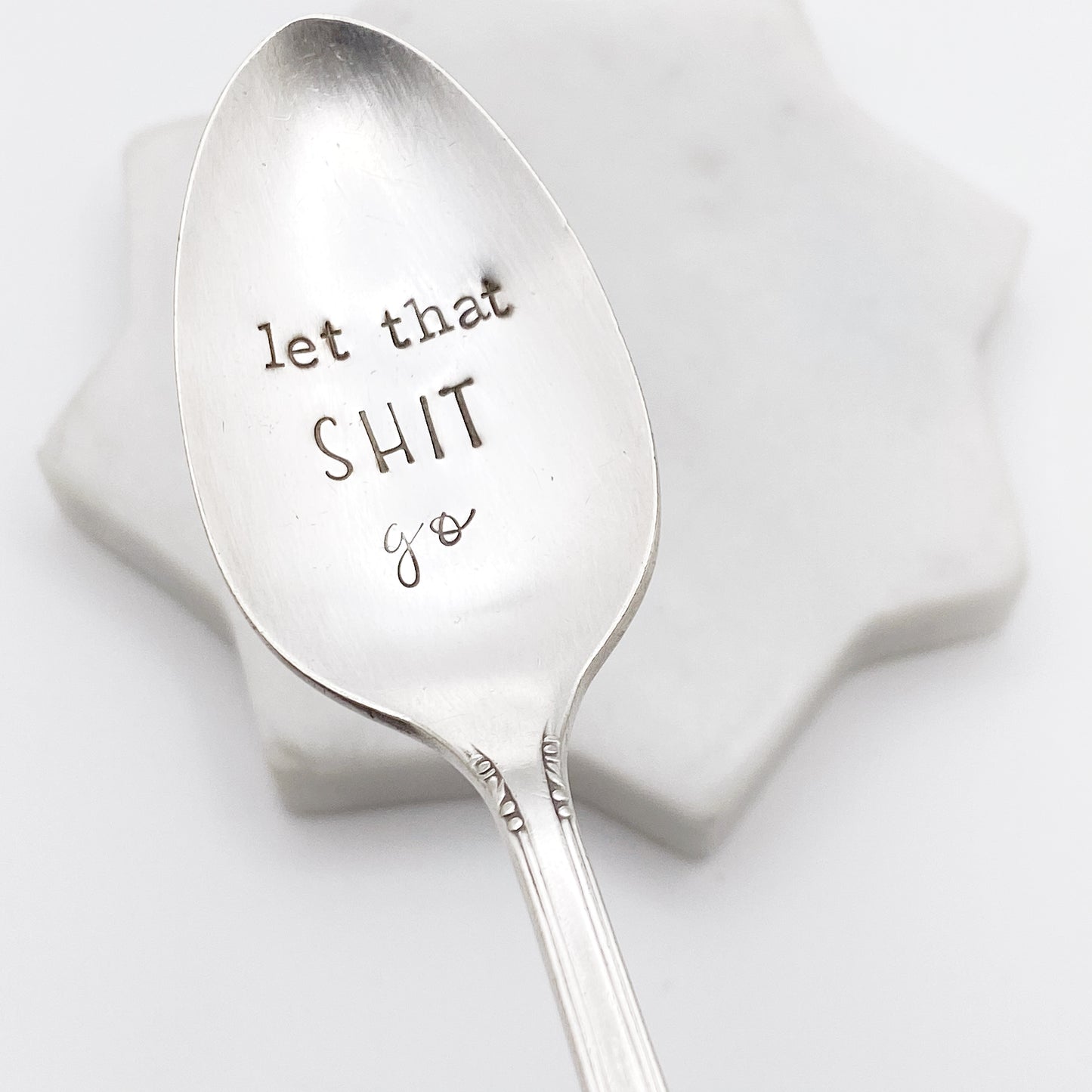 Let That Shit Go, Hand Stamped Vintage Spoon Spoons callistafaye   