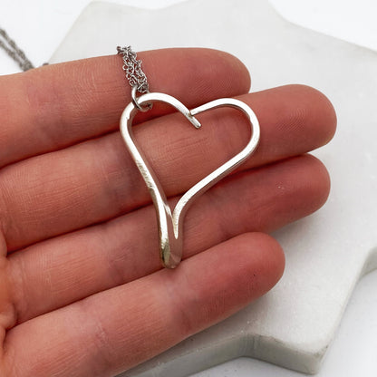 Small Fork Tine Heart, Small Floating Heart, Vintage Silverware Jewelry Hearts callistafaye   