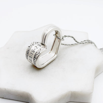 Custom Date, Anniversary Gift, Park Lane 1936, Floating Heart Keychain, Personalized Vintage Spoon Monogram Necklace Hearts callistafaye