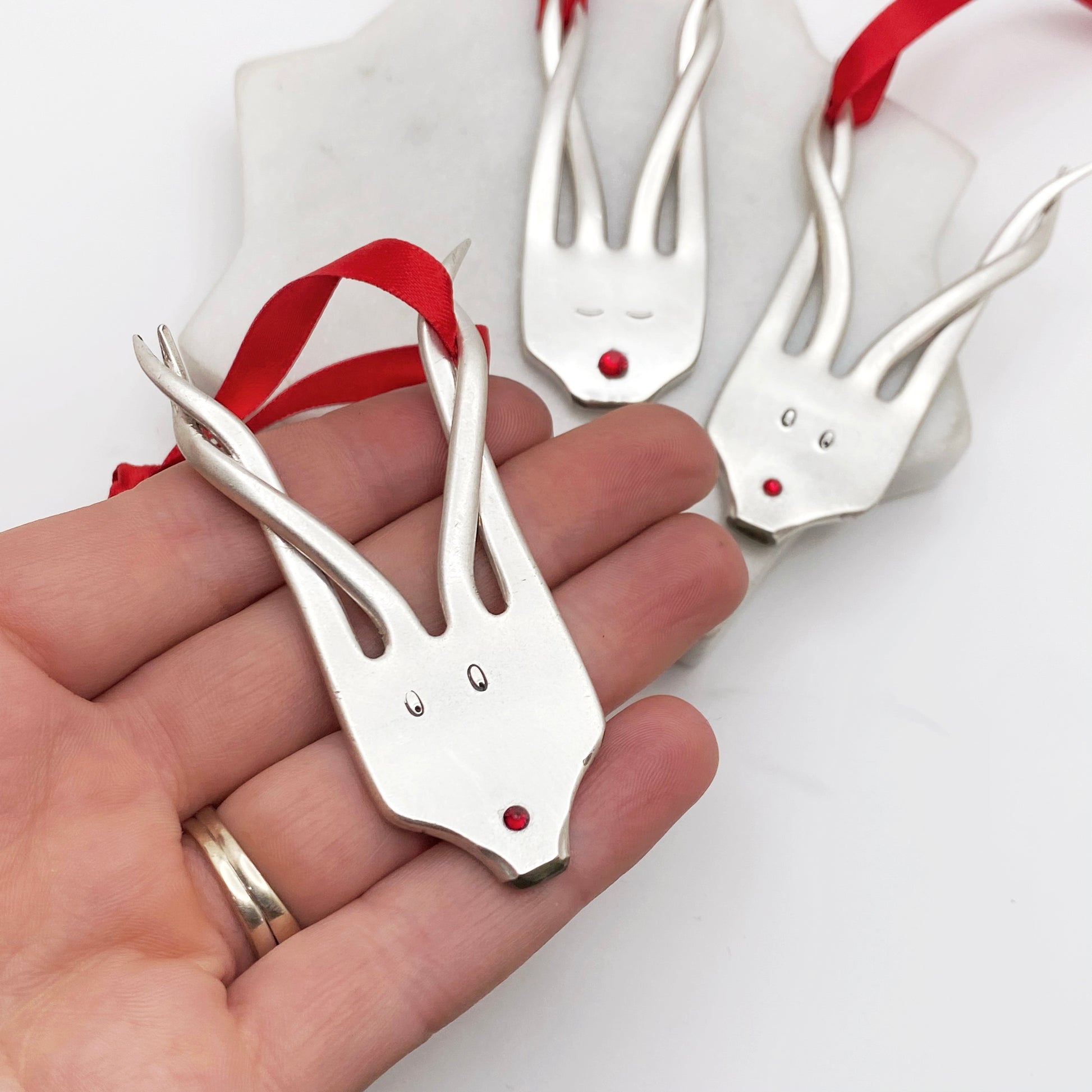 Festive Reindeer Christmas Tree Decoration, Vintage Fork Ornament Ornaments callistafaye   