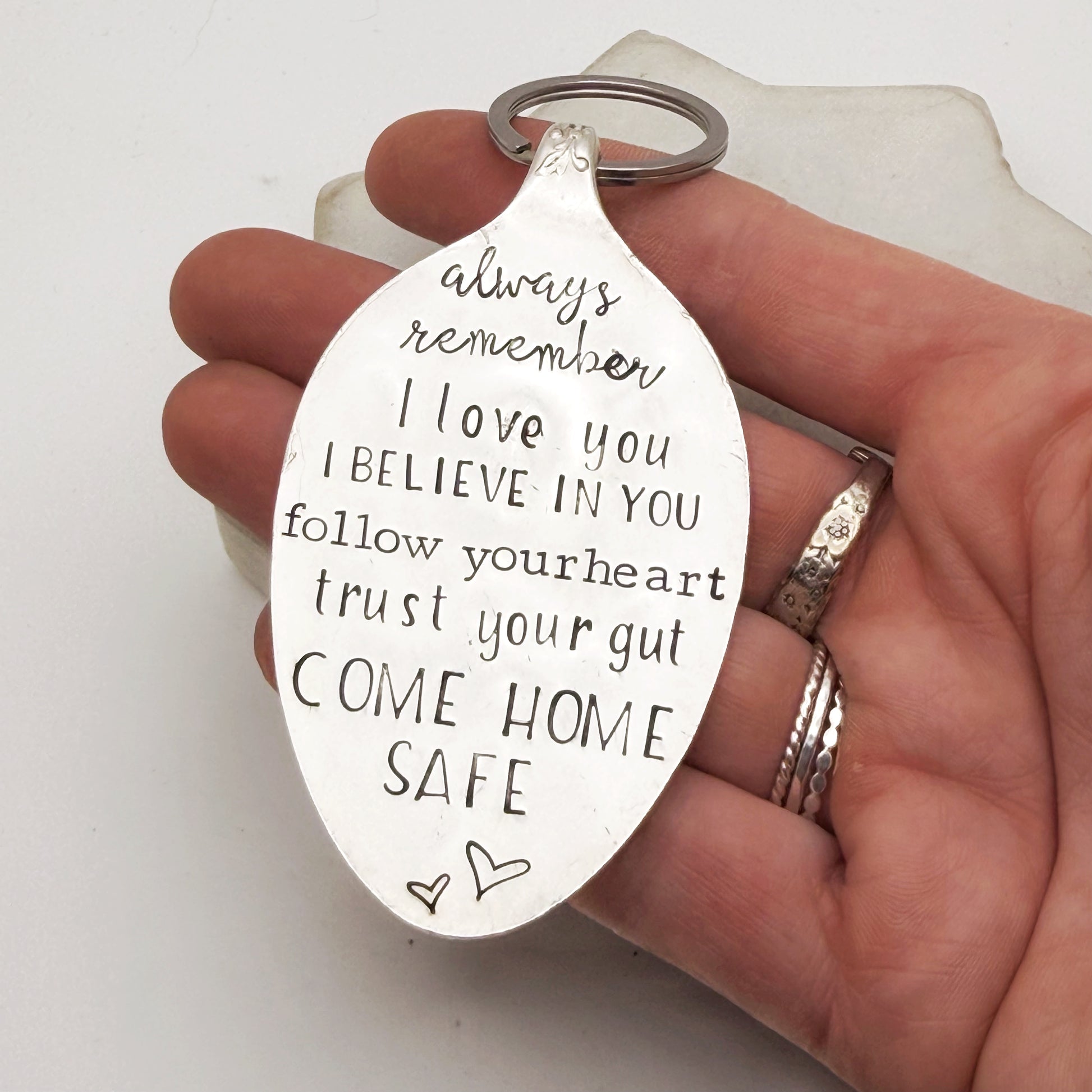Always Remember..., Hand Stamped Vintage Spoon Keychain Keychains callistafaye