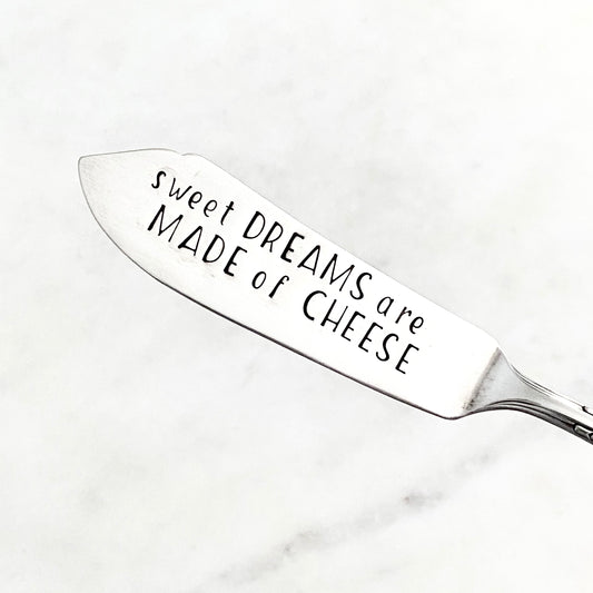 Sweet Dreams are Made of Cheese, Hand Stamped Vintage Spreader Spreaders callistafaye   