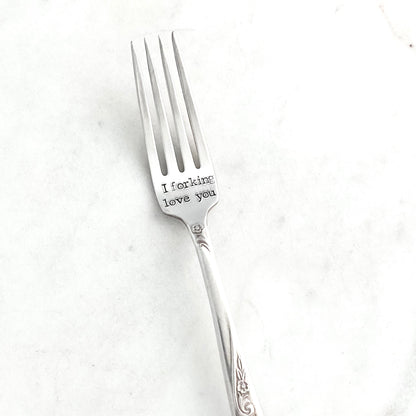 I Forking Love You, Hand Stamped Vintage Fork Forks callistafaye   