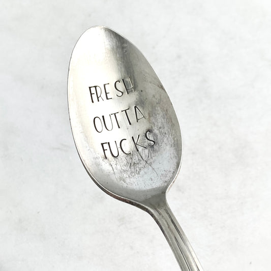 Fresh Outta Fucks, Hand Stamped Vintage Spoon Spoons callistafaye   