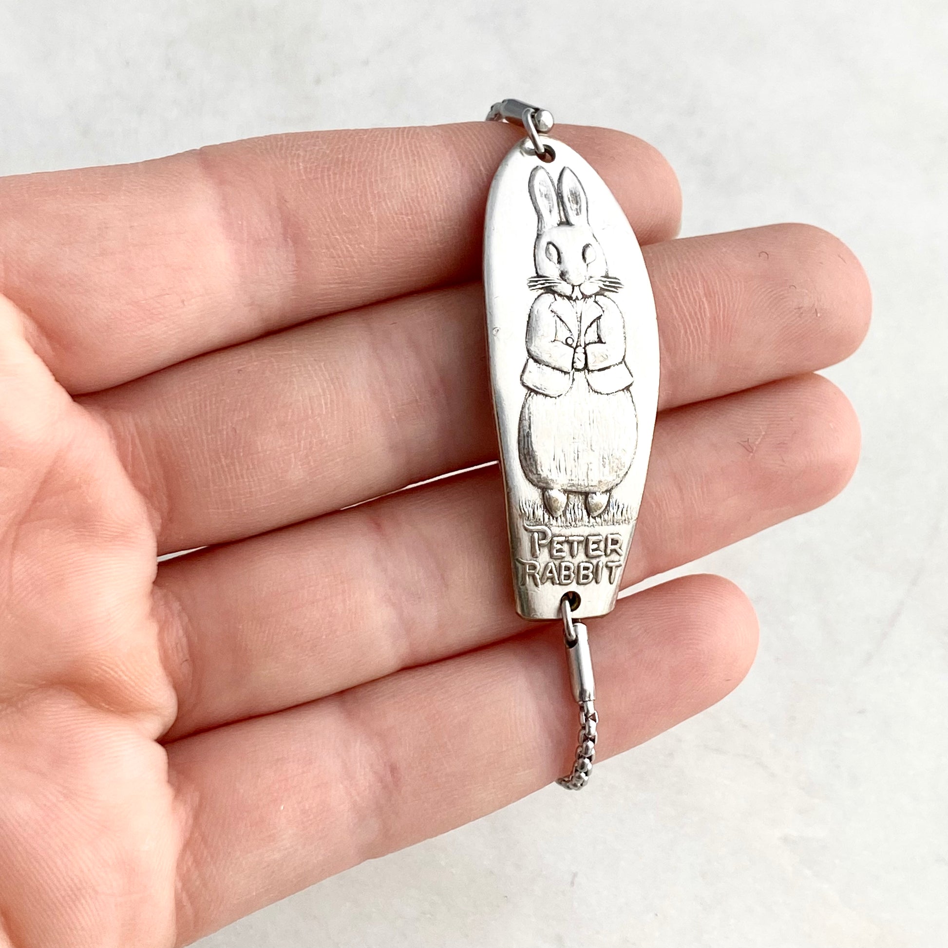 Peter Rabbit, Adjustable Bracelet, RARE Baby Fork, Reclaimed Collector's Spoon, Vintage Spoon Handle Bracelet Bracelets callistafaye   