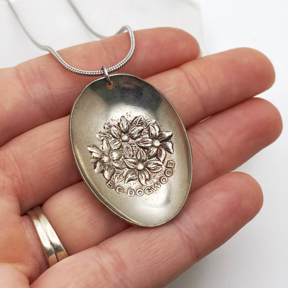 Dogwood Spoon Bowl Pendant, British Columbia Jewelry, Reclaimed Collector's Spoon Necklace, Vintage Souvenir Spoon Jewelry Necklaces callistafaye   