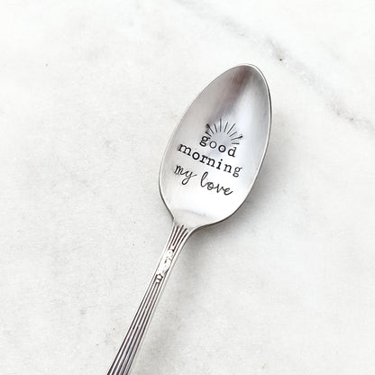 Good Morning My Love, Hand Stamped Vintage Spoon Spoons callistafaye   