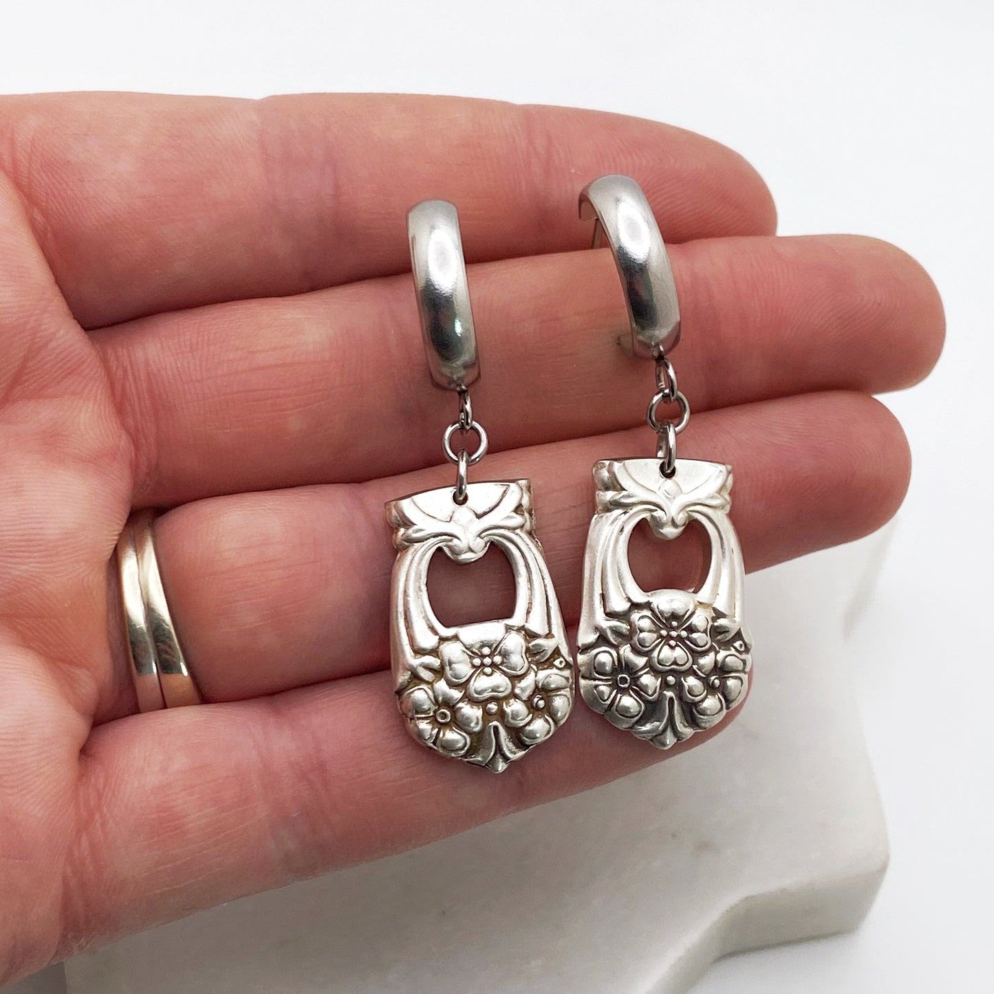 Eternally Yours 1941, Spoon Handle Hoop Earrings, Reclaimed Silverware Earrings, Vintage Spoon Jewelry Earrings callistafaye   