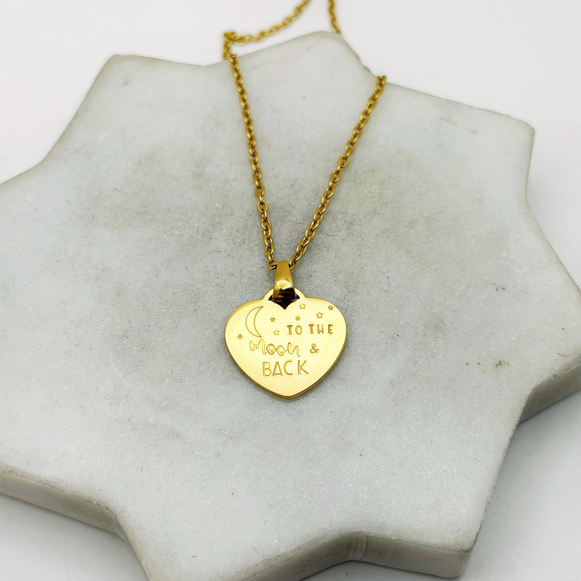 To the Moon & Back, Hand Stamped Heart Necklace Necklaces sst callistafaye