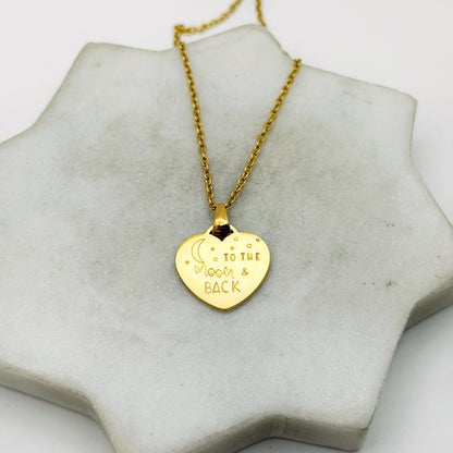 To the Moon & Back, Hand Stamped Heart Necklace Necklaces sst callistafaye