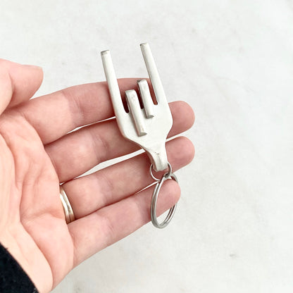 Rock On / I Love You Sign, Fork Mood Keychain, Hand Gesture Keychain, Vintage Silverware Keychain Keychains callistafaye   