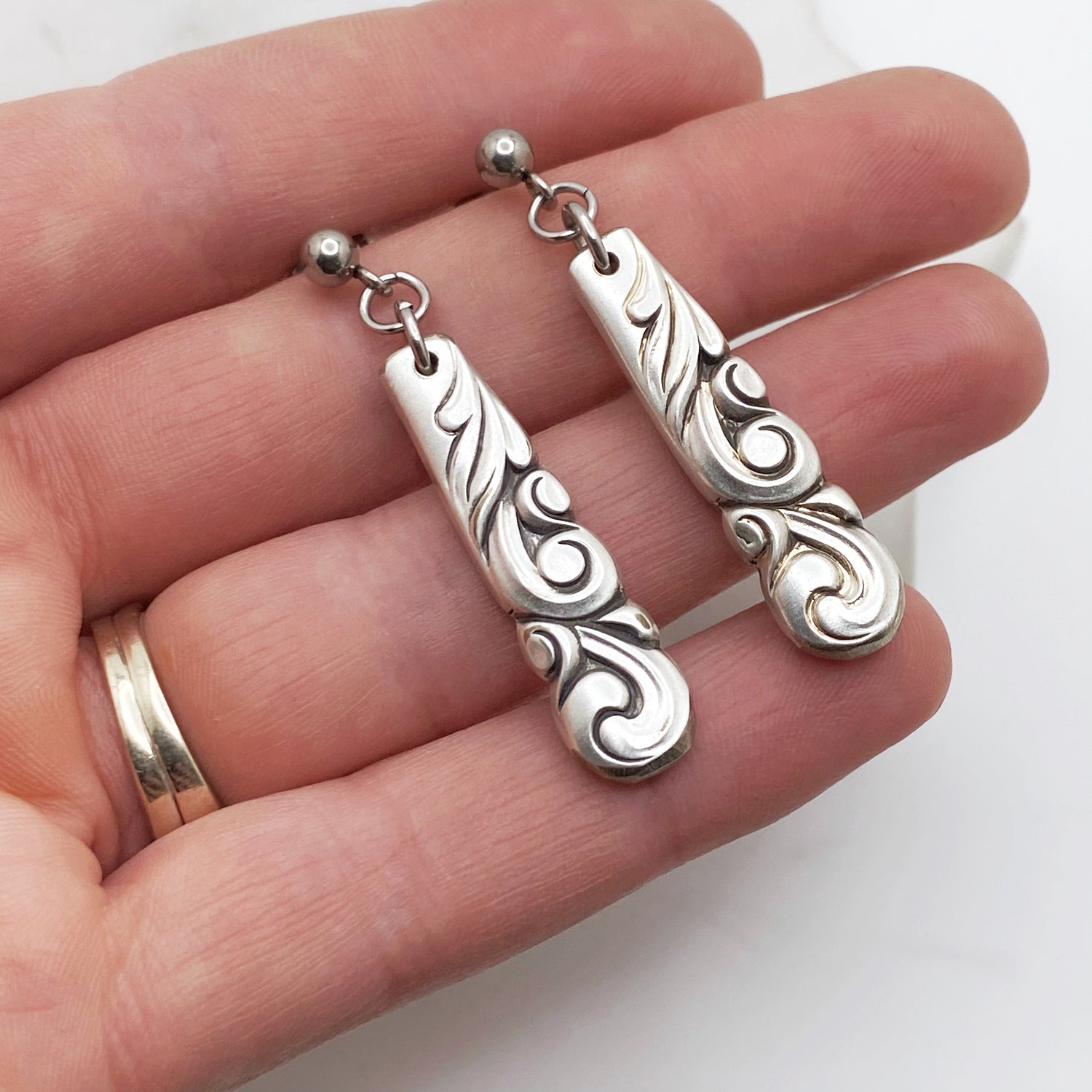 South Seas 1955, Spoon Handle Earrings, Reclaimed Silverware Earrings, Vintage Spoon Jewelry Earrings callistafaye   