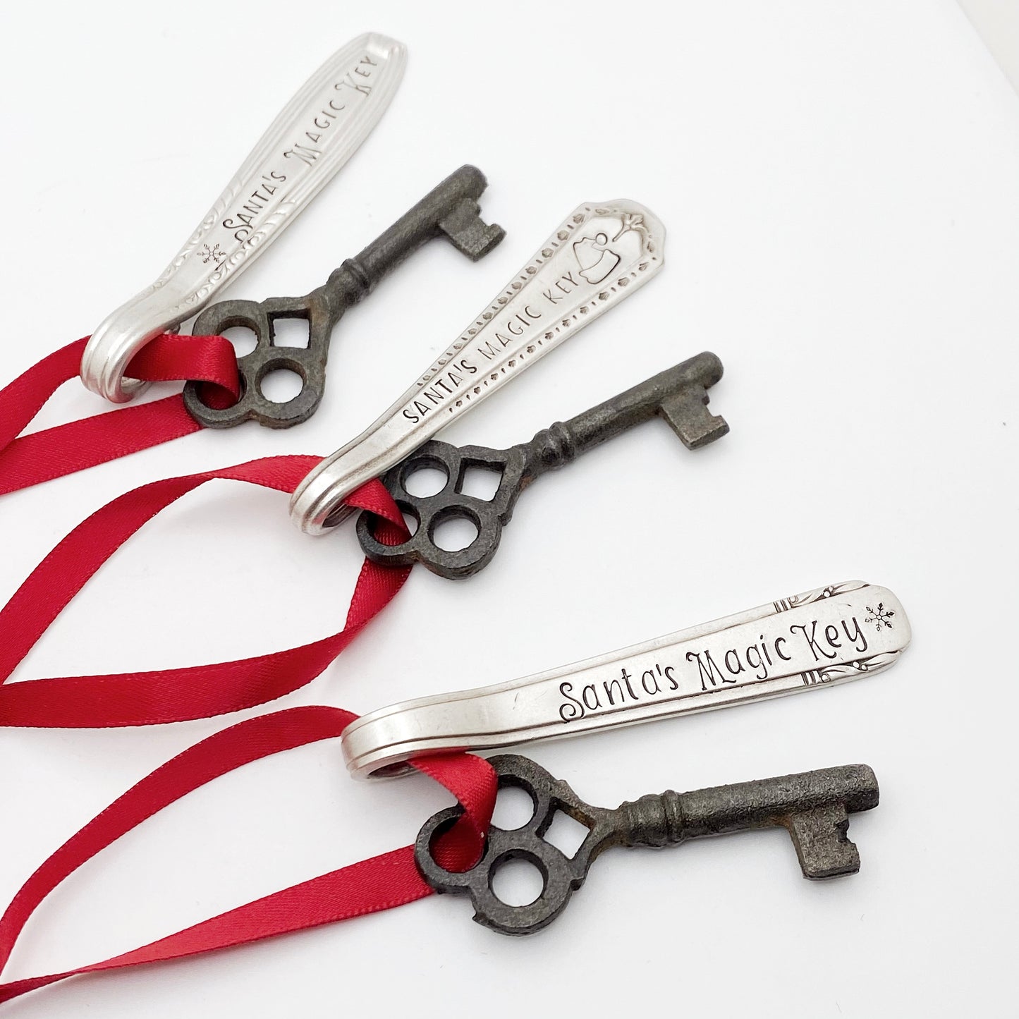 Santa's Magic Key, Hand Stamped Vintage Spoon Ornament Ornaments callistafaye   