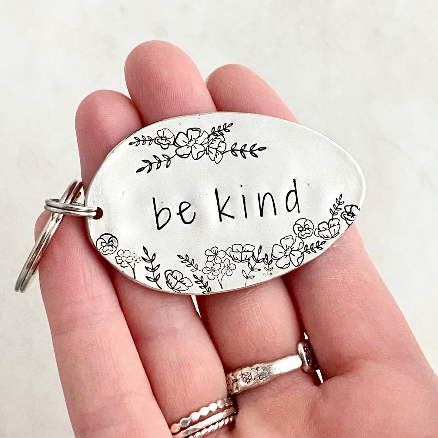 Be Kind, Hand Stamped Vintage Spoon Keychain Keychains callistafaye   