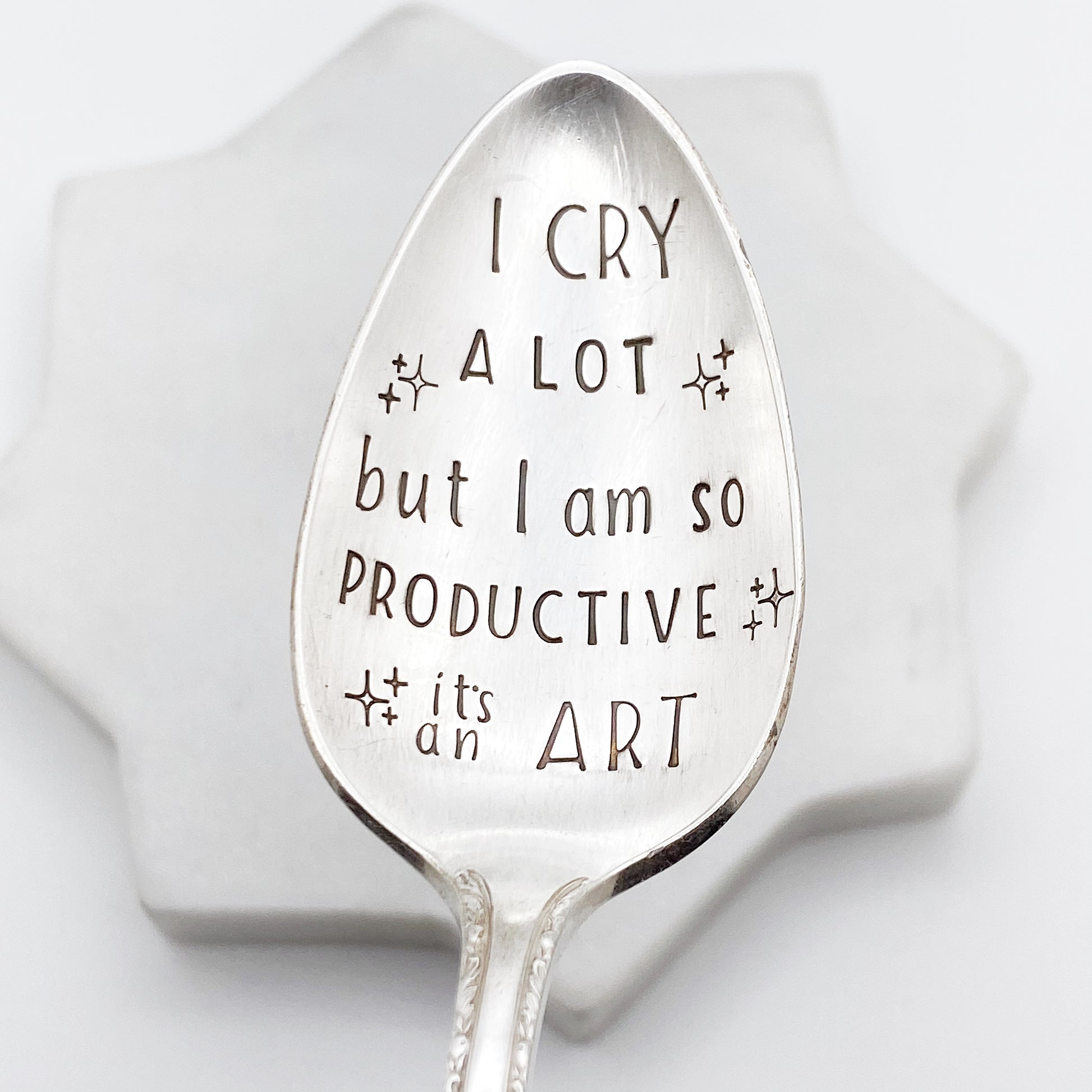 I Cry A Lot but I Am So Productive…, Hand Stamped Vintage Spoon Spoons callistafaye   