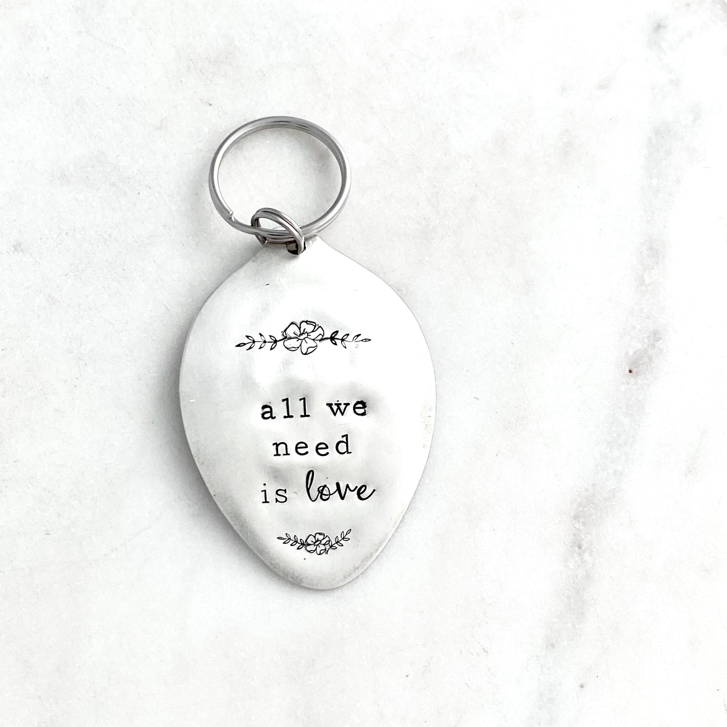 All We Need is Love, Hand Stamped Vintage Spoon Keychain Keychains callistafaye   