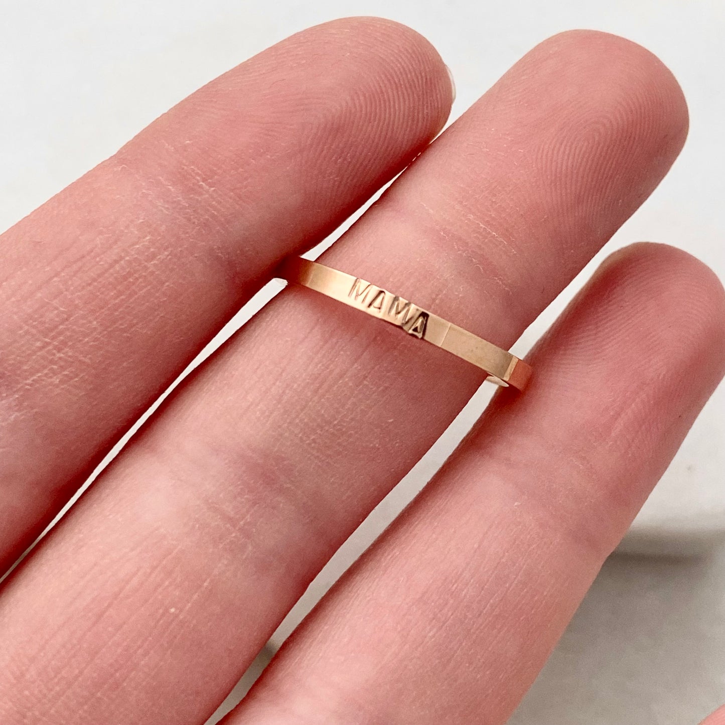 Mama, Size 7, Rose Gold Mini Stacking Ring, Stainless Steel Jewelry, Minimalist Rings, Waterproof Jewelry, Dainty Ring, Stacking Ring Set Rings callistafaye   