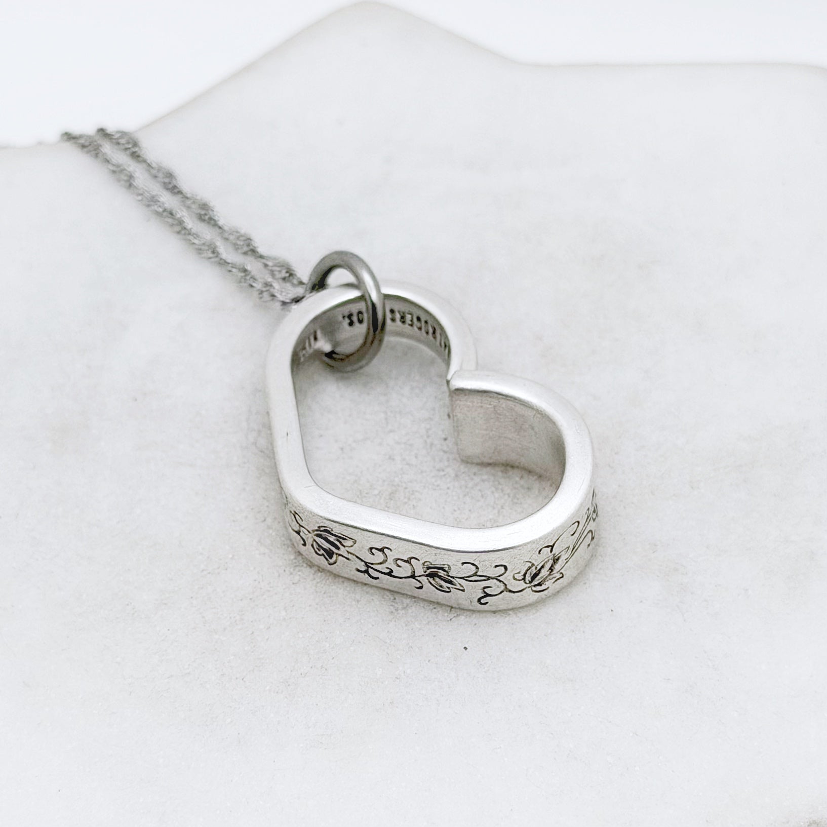 Silver Lace 1968, RARE Small Floating Heart, Vintage Spoon Jewelry Hearts callistafaye