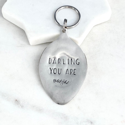 Darling You are Magic, Hand Stamped Vintage Spoon Keychain Keychains callistafaye   