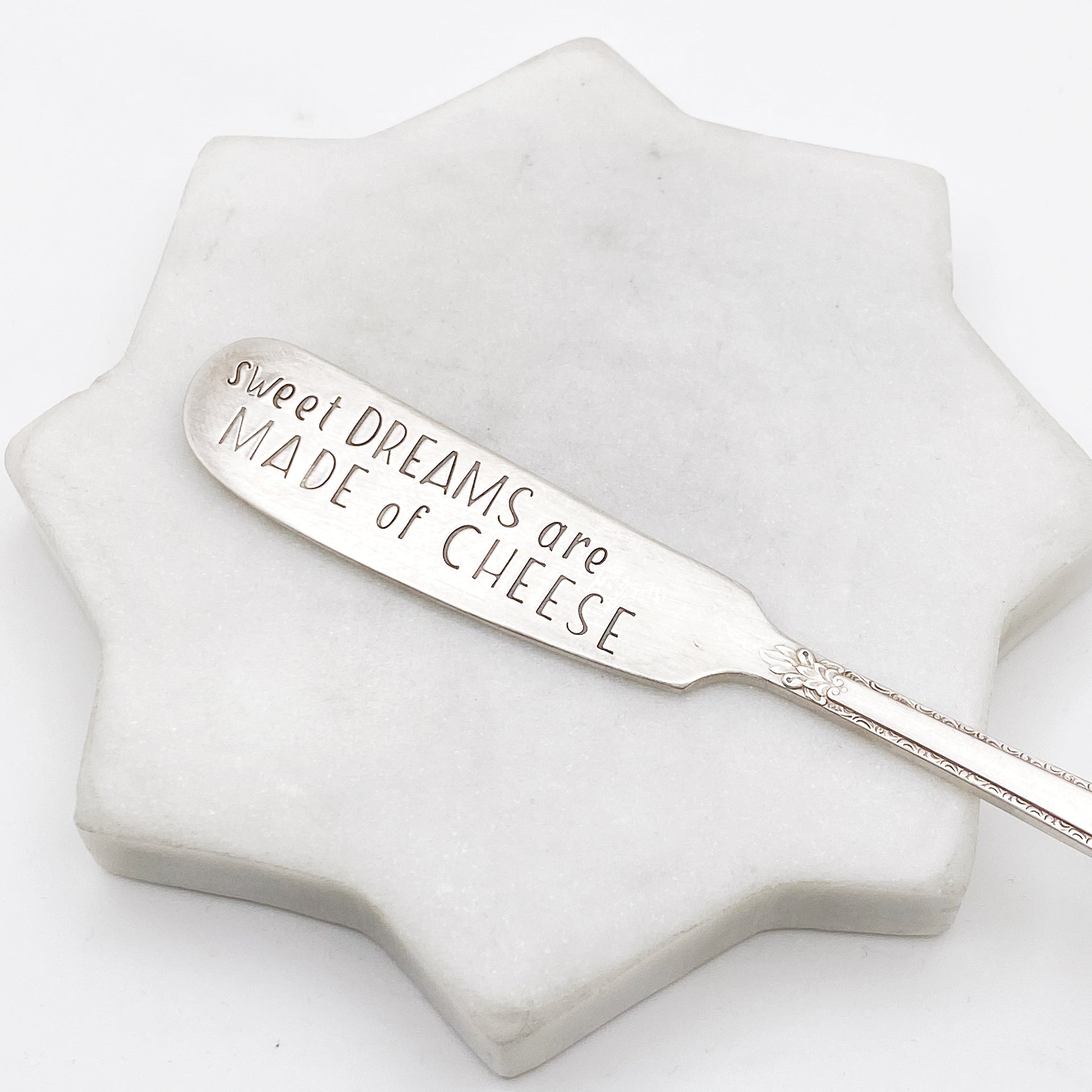 Sweet Dreams are Made of Cheese, Hand Stamped Vintage Spreader Spreaders callistafaye   