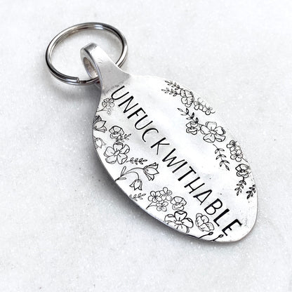 Unfuckwithable, Hand Stamped Vintage Spoon Keychain Keychains callistafaye   