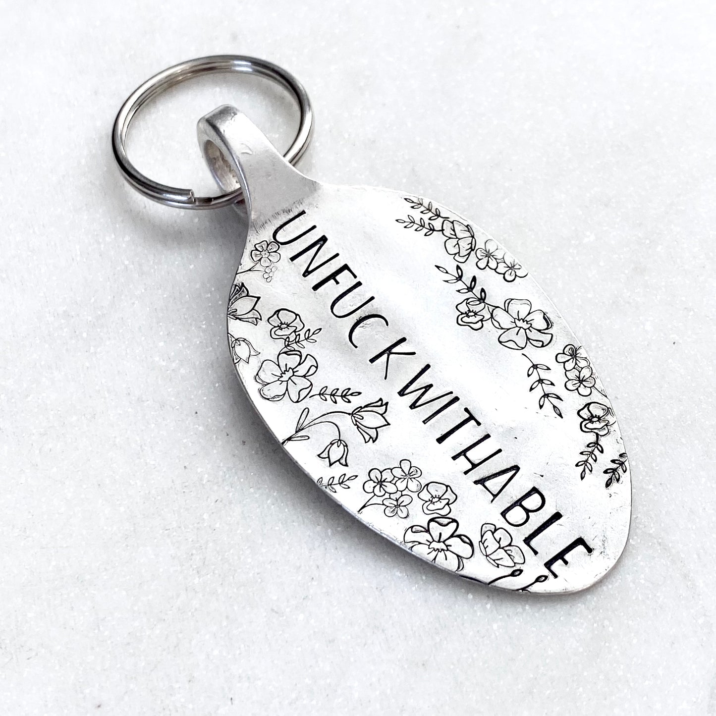 Unfuckwithable, Hand Stamped Vintage Spoon Keychain