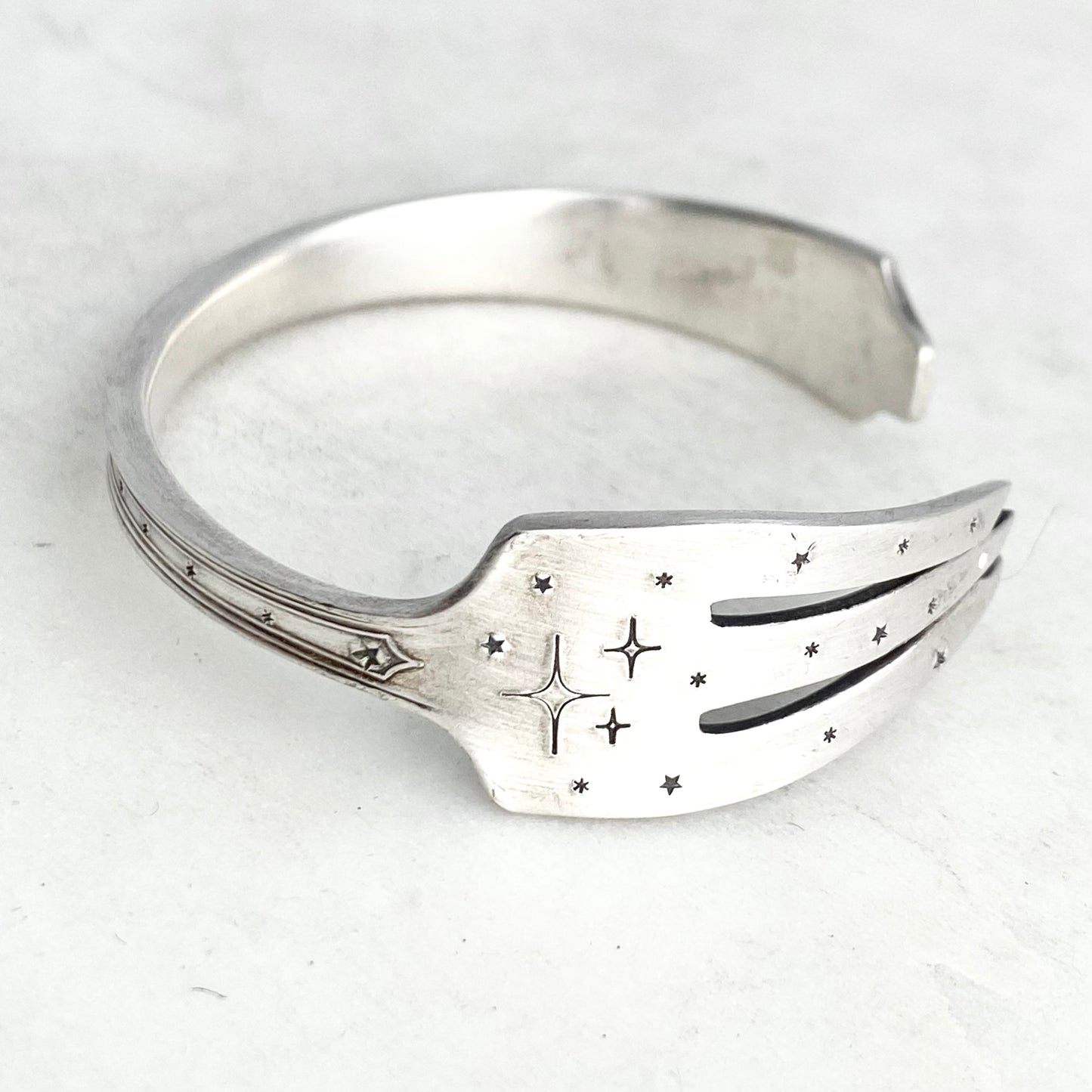 Reach the Stars, Legacy 1928, Cocktail Fork Cuff Bracelet, Hand Stamped Vintage Seafood Fork Bracelets callistafaye   