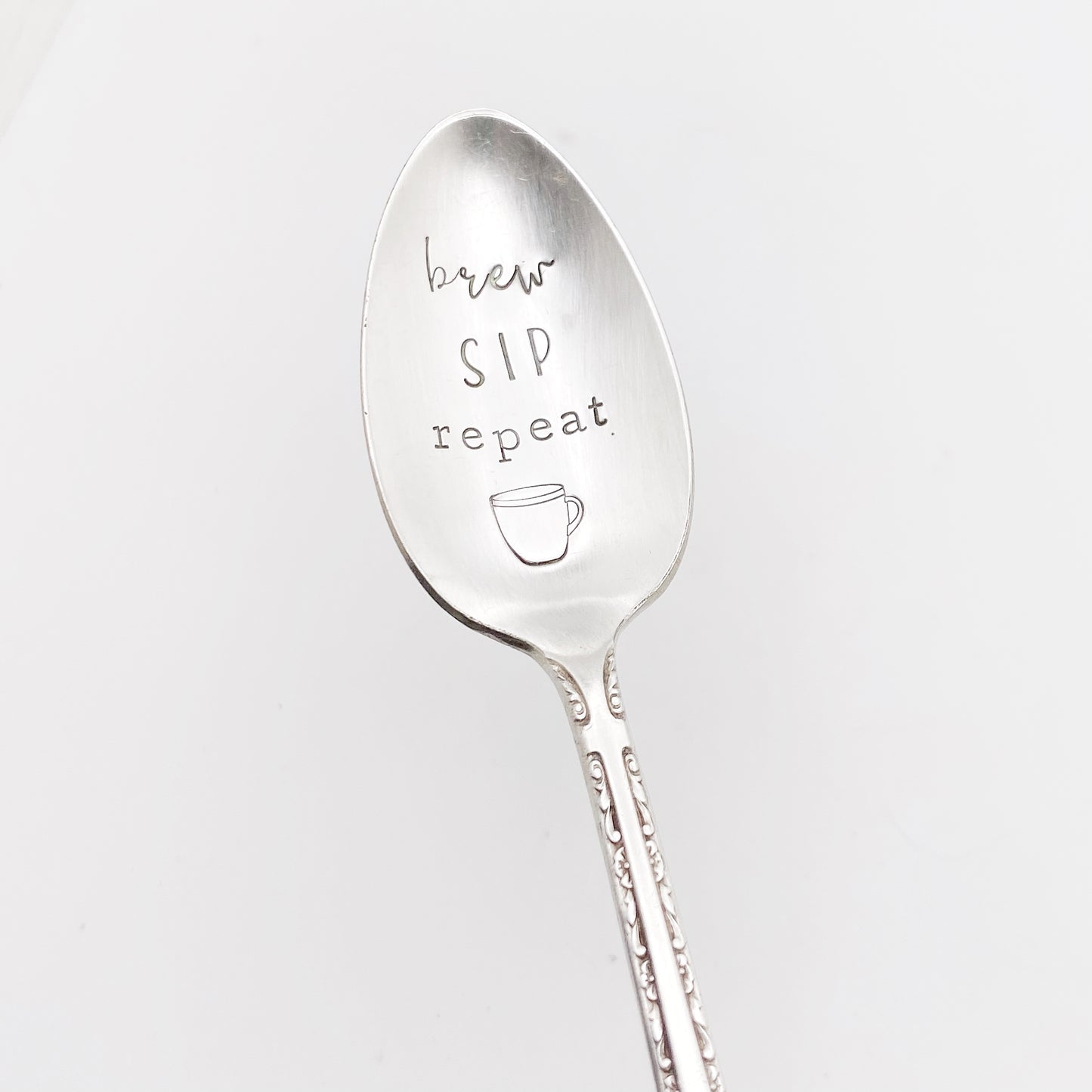 Brew Sip Repeat, Hand Stamped Vintage Spoon Spoons callistafaye